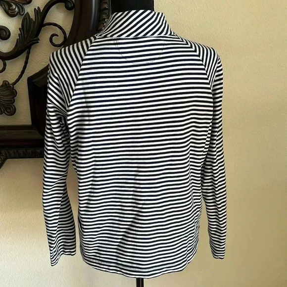 Vineyard Vine Women’s Navy Blue White Striped Mock Turtleneck Top Medium - Picture 6 of 11